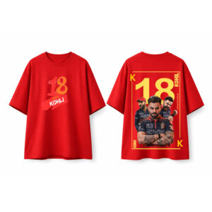 Virat Kohli “King 18” Graphic T-Shirt – Red Edition
